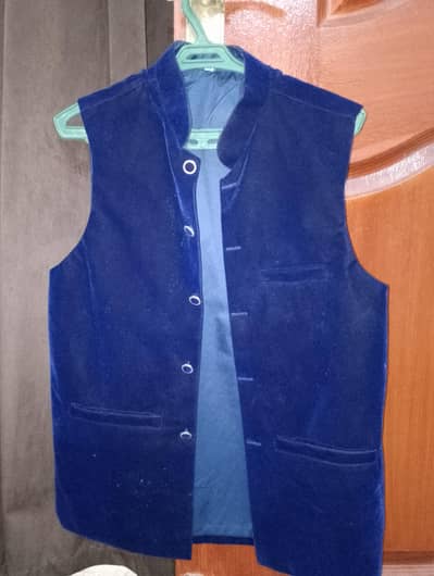 Navy Blue Velvet Waistcoat – Premium Quality – 9/10