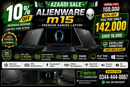 Alienware m15 | i7 9th Gen (H) | GTX 1660 Ti 6GB | 143Hz FHD Display