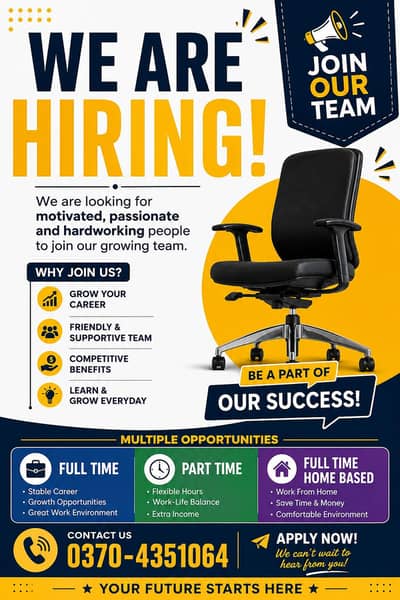 office work and online work available for males and females