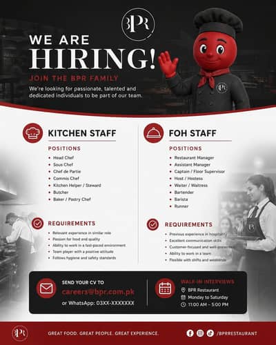 NEED order takers line cook and waiters and bike riders for restaurant