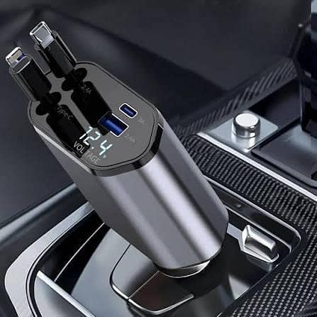 120w Voltage Show Car Charger With Cable TypeC And IPhone.