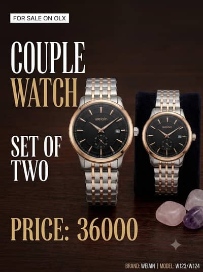 *WEIAIN Couple Watches Set of Two | Rose Gold + Silver | Black Dial*