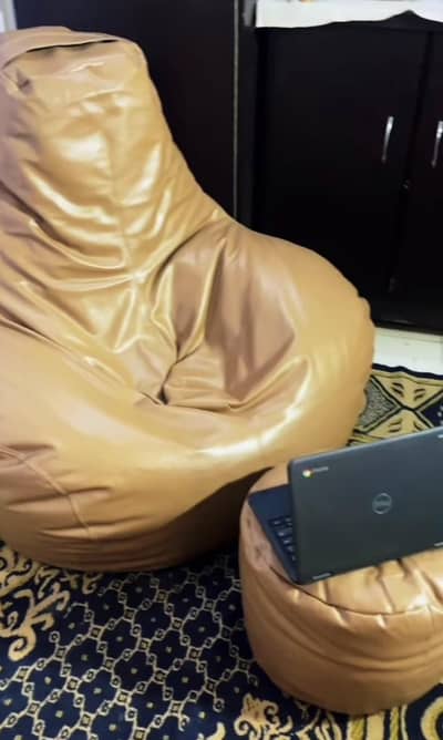 Bean bag sofa with bean bag table