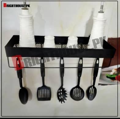 Black Metal Kitchen Cultry Organizer with Anti drop buckle