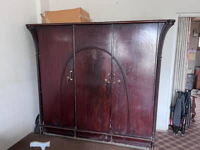 Large 3-Door Wooden Cupboard / Almari with Dressing Mirror & Locker