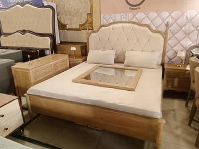 Cushion Bed Set with Dressing Table for Sale | Luxury Bedroom Furnitur