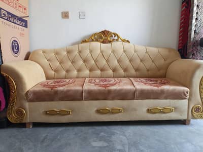 Royal Gold Sofa Set – 5 Seater – Only 1 Month Used – 10/10 Condition