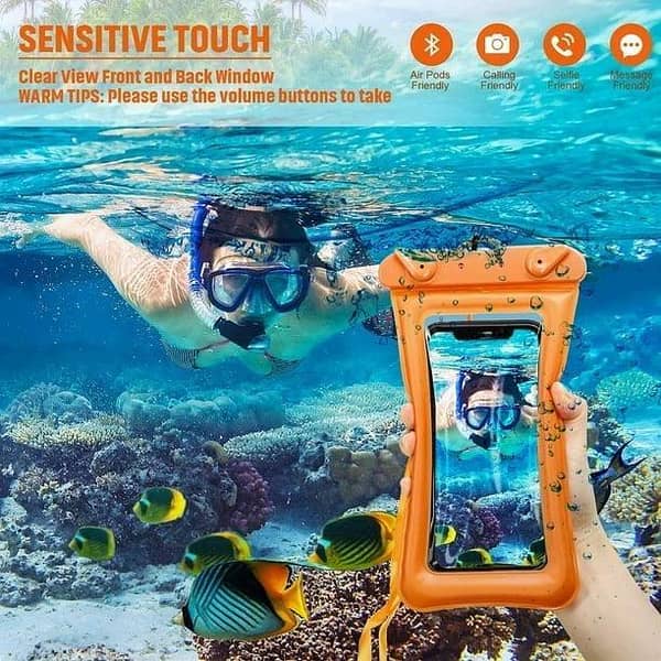 Waterproof Mobile Pouch IPX8 | Underwater Phone Case up to 30 Meters | Touch Screen Friendly | Double Lock Seal | With Lanyard | For Beach, Swimming & Rain