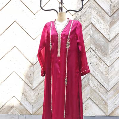 Handmade Silk Red Dress Custom Made 3 piece