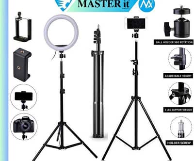 7FT Professional Tripod Stand + Phone Holder + Carry Bag