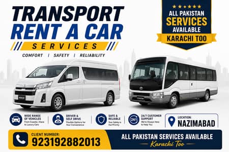 Transport & Rent A Car Services in Karachi | Hiace, Coaster & Luxury