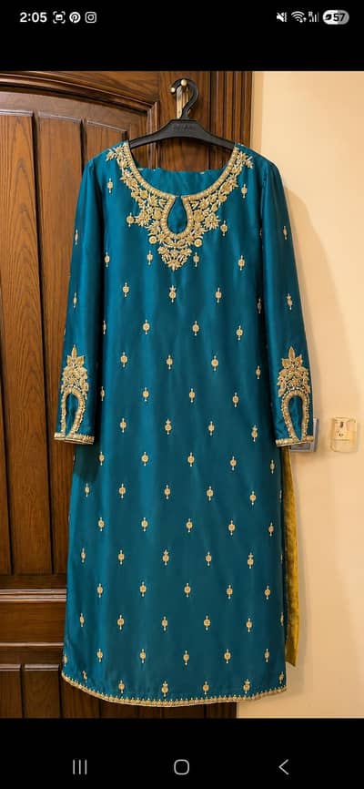 Luxury Silk Dress with Heavy Hand Embroidery