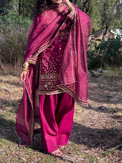 Shaposh three piece farshi shalwar suit small size