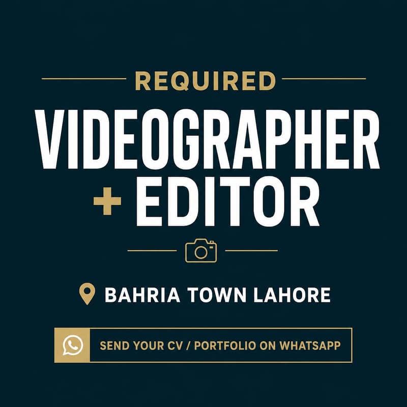 Hiring Videographer + Video Editor 0