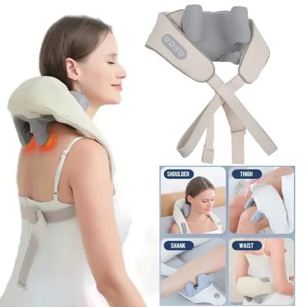 Shoulder and Back Massager all in one Electric Neck & Shoulder Massager with Heat – Deep Tissue Kneading, Pain Relief for Trapezius, Cervical, Abdominal Muscles – Ergonomic Design, Adjustable Intensity, Portable Stress Relief Device