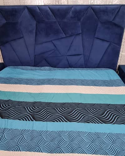 Elegant Bed + 2 Side Tables (Velvet Finish) – Rs. 30,000