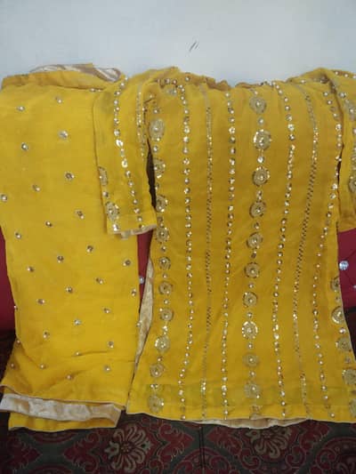 Heavy Embroidered Yellow 3-Piece Boutique Style Dress – Worn few hours