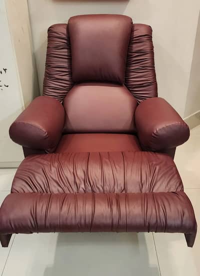 Maroon Leather Recliner Sofa Chair