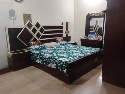 King Size Bed Set with Double-Sided Medicated Mattress & Dressing Tabl