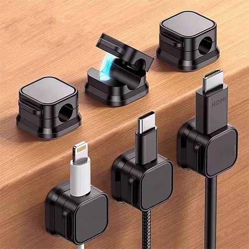Magnetic Cable Holder,12 PCS Magnetic Cable Clips,Cord Organizer Holder | Self Adhesive Cable Tidy Clips Magnetic Cable Organiser Desk Cable Tidy for Home Wall Bedroom Kitchen Office