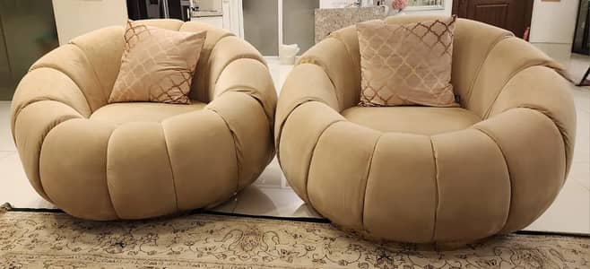 Beige Round Sofa Set