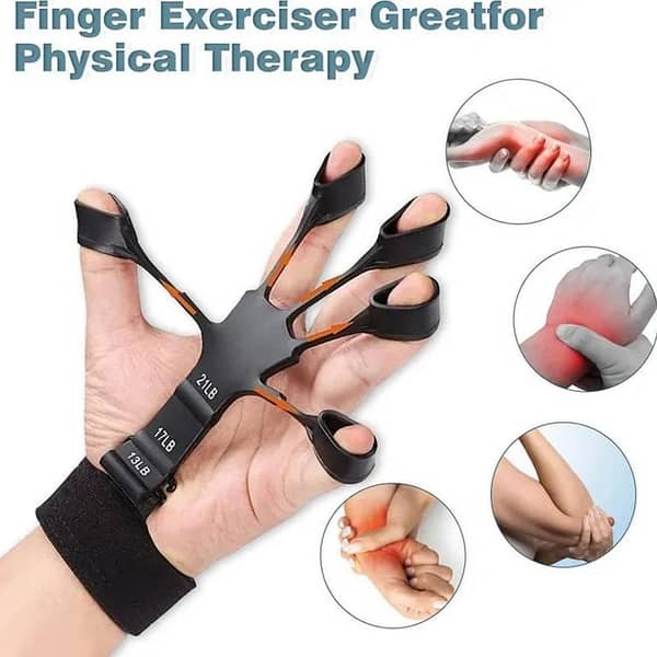 "6-Level Finger Gripper & Hand Exerciser Band – Guitar Finger Strengthener for Musicians, Physiotherapy Patients, Recovery & Rehabilitation Hand Strength Tool