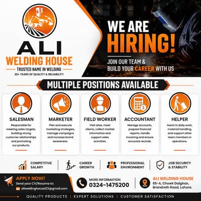 Join our team and build your career with Ali Welding House.
