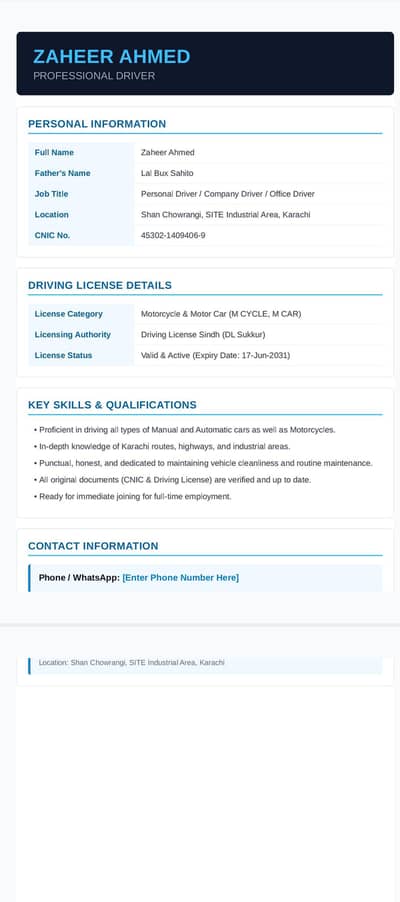 muje driver job ki jarurat hai