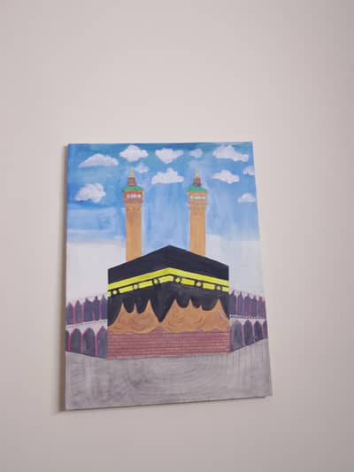 Handmade Kaaba Canvas Painting 18×24 Inch | Islamic Wall Art