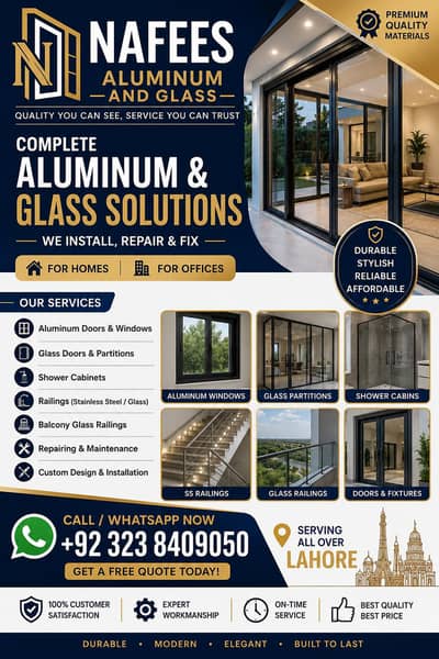 Professional Aluminum & Glass Work in Lahore