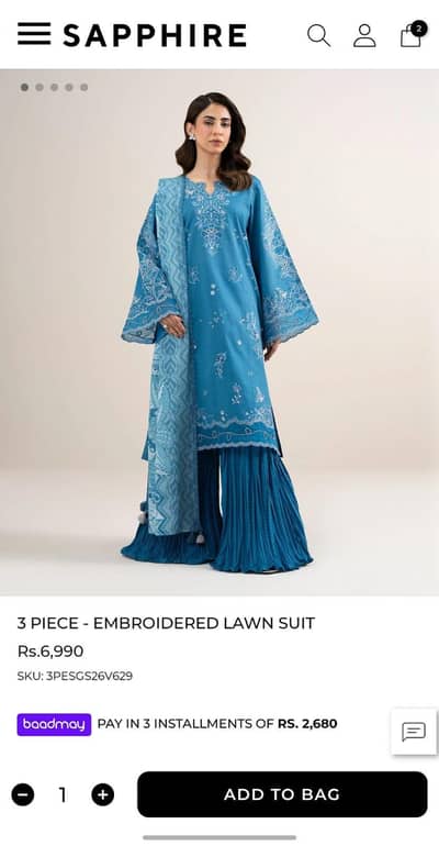 Embroidered Lawn Suits by Sapphire.