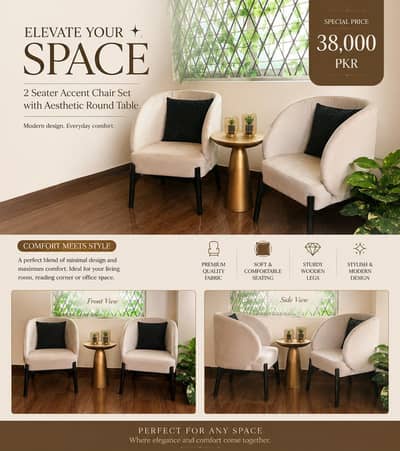 2 Chair with round aesthetic table