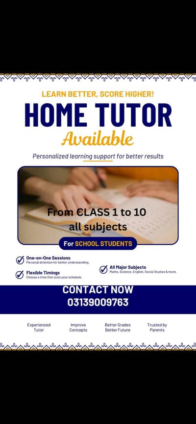 Home Tutor Class 1 to 10th