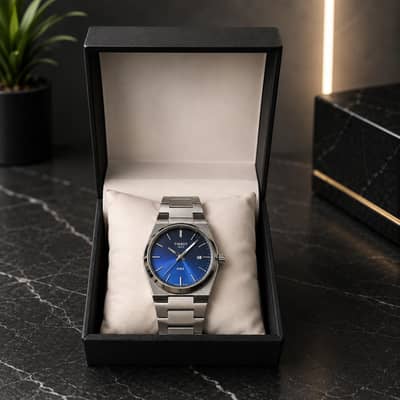 Tissot brand watch new article color silver and blue  combination