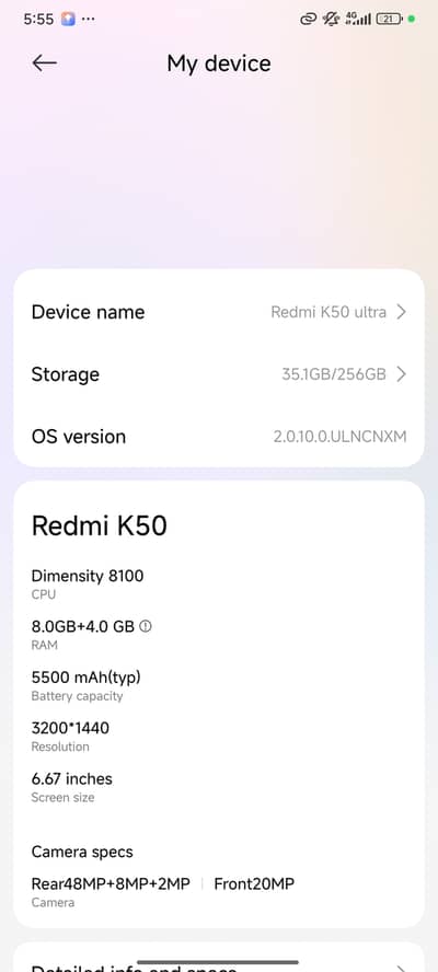 Xiaomi Redmi K50  (120 fps)