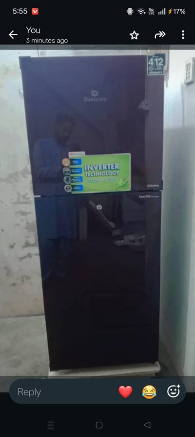 Dawlance Inverter Double Door Refrigerator – Black Glass – Like New