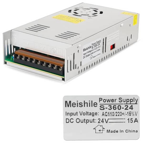 24V 15A 360W DC Switching Power Supply Adapter PSU AC-DC 24Volt Industrial Transformer Converter 0-12/10/7amps LED Drive Lamp Meter Electric Printer Heater Motor Pump Amplifier Fan SMPS 110V/220 C378