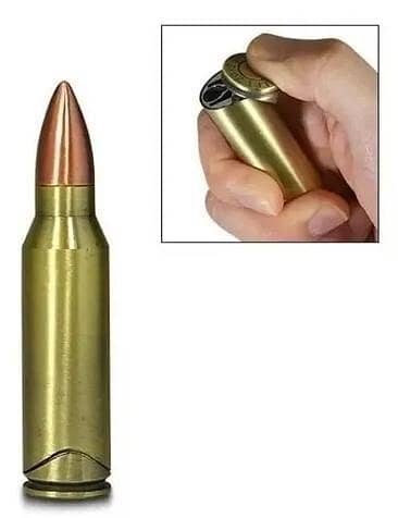 Brass Bullet Shaped Refillable Lighter – Windproof Blue Jet Flame Pocket Lighter