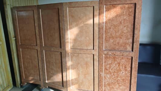 Wooden Folding Room Divider | 4 Panel Partition with Wheels