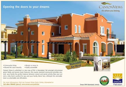 25 Marla Emaar Canyons Views Islamabad 5 Bedrooms Villas Available For Rent