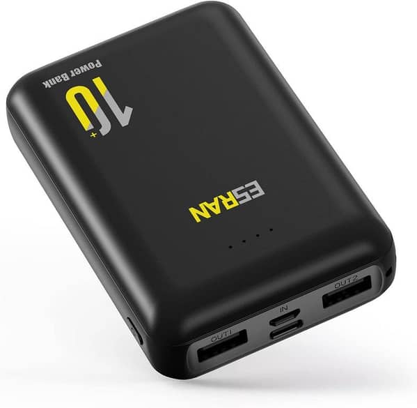ESRAN 10000mAh Rechargeable Battery Pack Power Bank for Heated Jackets, Hoodies, and Other Smart Devices A R2240