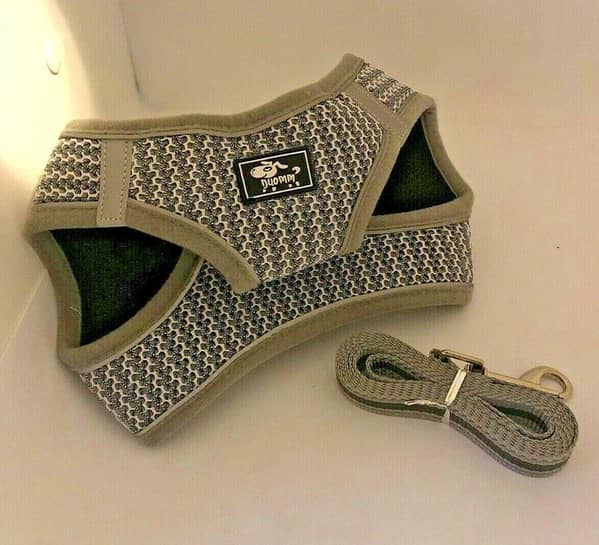 Duomm Grey Fabric Dog Harness and Leash, Size Large UK Import