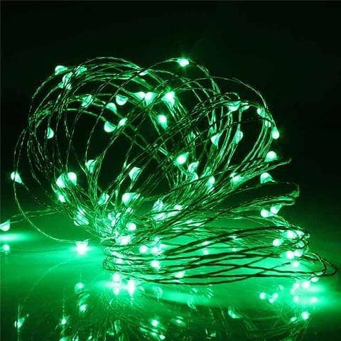 Green Fairy Light 2 M, Battery-Operated Copper LED String Lights (3 AA) for Decor