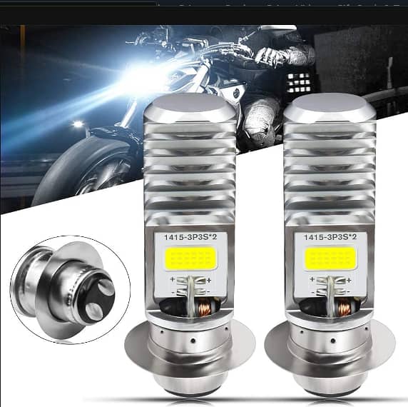 HONLEEX 2pcs AC9-48V H6M LED Headlight Bulbs with 2x COB Chips, P15D-1 Base, 1600 Lumens, Xenon White 6500K