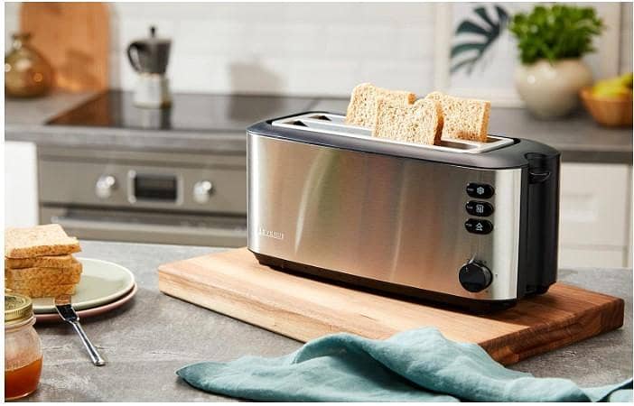 Severin 2509 Automatic 4-Slice Long Slot Toaster, 1400 W, Stainless Steel-Black