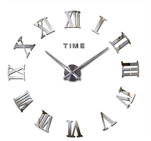 Acrylic Mirror Wall Clock JM-05 (47 inch) with DIY Stickers — Still Life Design, Modern Quartz Movement