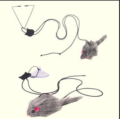Set of 2 Styles Hanging Door Bouncing Self-Play Interactive Mouse Cat Toy c r5388