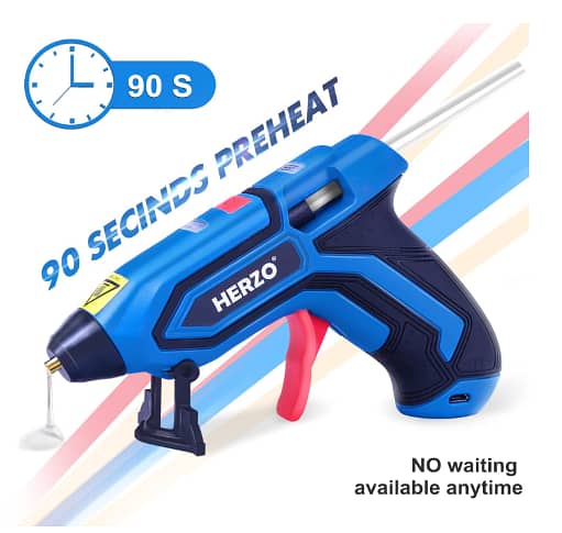 HERZO Cordless Mini Glue Gun Kit with 1500mAh Battery and 20 Glue Sticks for DIY Crafts, Festival Décor, and Quick Repairs