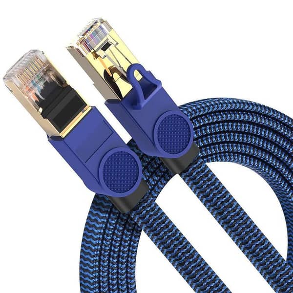 CAT8 Ethernet Cable DanYee Nylon Braided High Speed LAN Network Patch Cable 40Gbps 2000Mhz S/FTP LAN Wires [Fluke Certified] CAT8 RJ45 Ethernet Cable (7M, Blue)