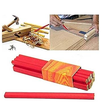10Pcs Carpenter Pencils Set with Flat Soft HB Lead – 7 inch Long, Red Exterior, for Woodworking and Marking